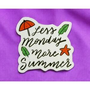 Less Monday More Summer Leaf Feather Starfish Umbrella Sayings Motto Sticker